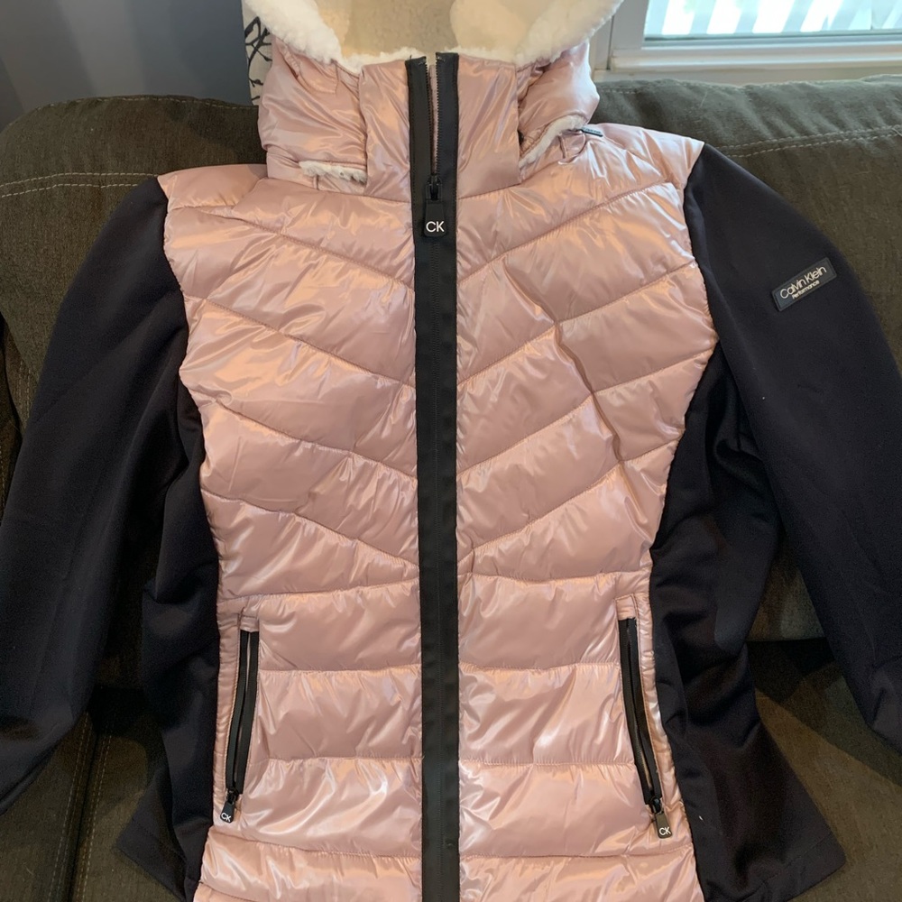 Calvin Klein puffer zip up hooded jacket
